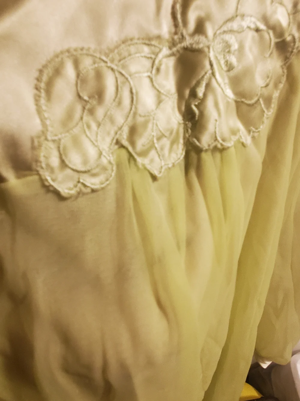 Sheer Light Green Women's Robe with Floral Yoke